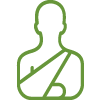 Green outline of a person with arm in sling