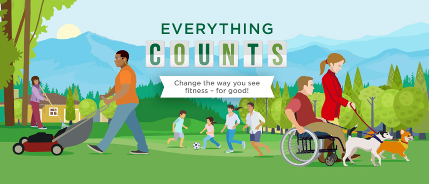 Everything Counts graphic showing active people