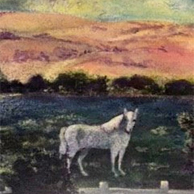 Painting of horse standing in field