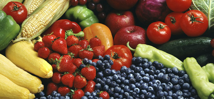 Colorful assortment of fruits and vegetables