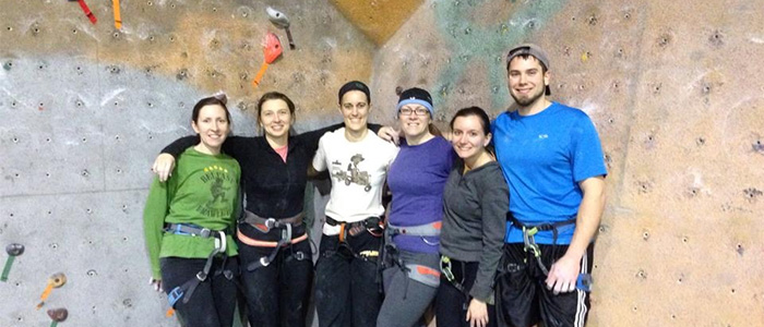 CVMC Rehab Staff rock climbing