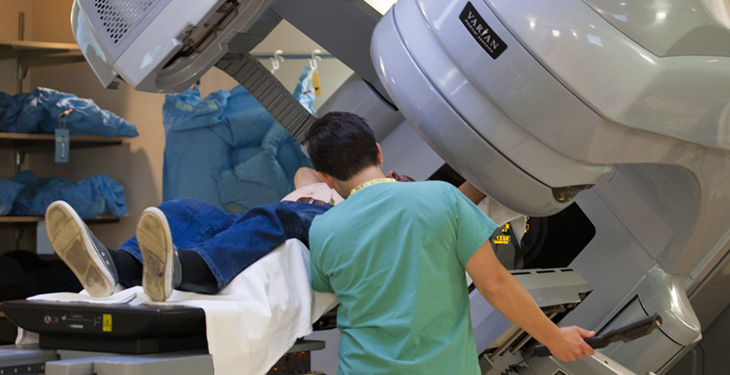 Patient undergoing radiation therapy