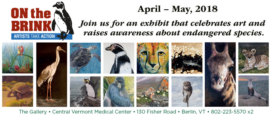Collage of endangered species artwork from On the Brink Exhibit