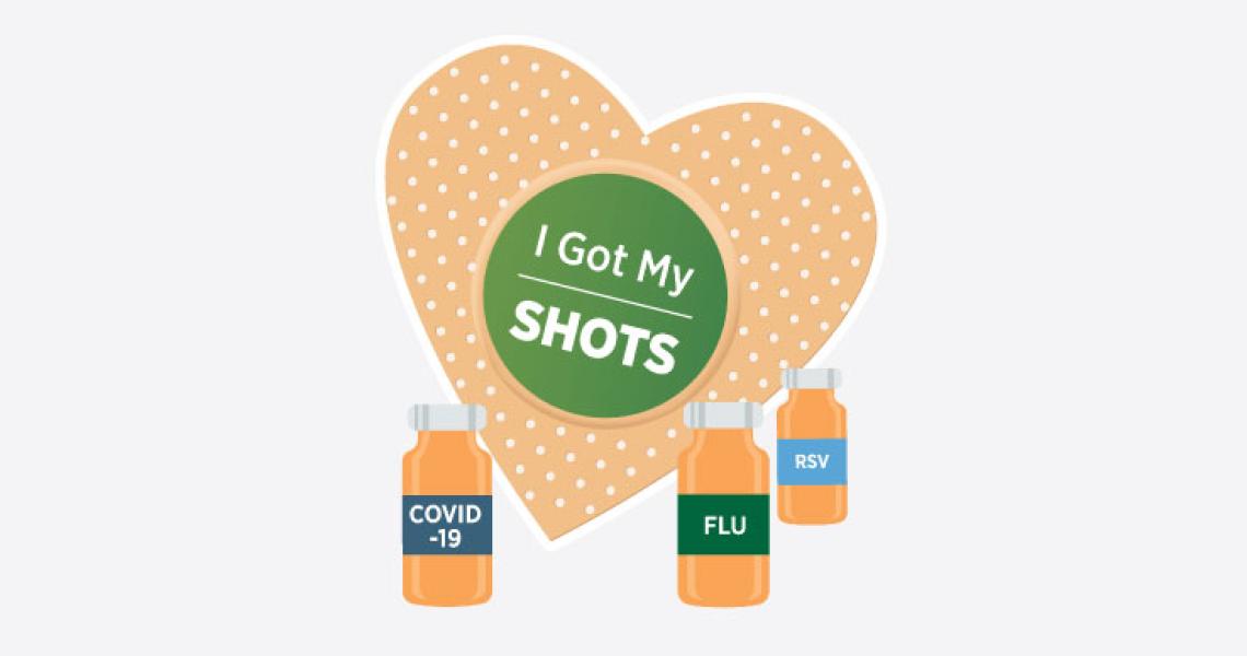 Heart with text saying I got my shots