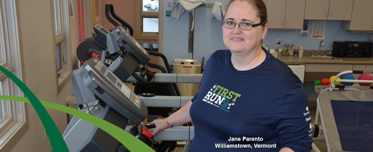 Jane Parento in working out at CVMC Rehab Fitness gym