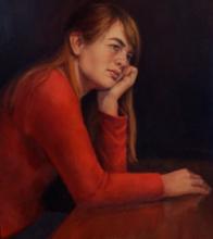 Portrait of Girl: End of Day, oil on panel by August Burns